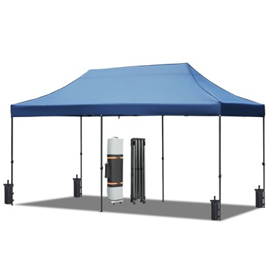 VisioGear 10'*20' Canopy Tent, Party Tent with 4 Sidewalls, 3 Height Adjustable, Outdoor Canopy Tent for Weddings, Blue, 240"*120"*132"