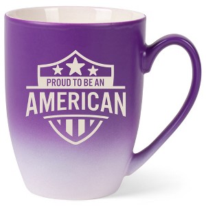 100 North United States 10 Ounce Purple and White Two Toned Ombre, Comfortably Fits Your Hands, Ceramic Tea Coffee Cup Mug, Proud To Be An American - 1 of 1