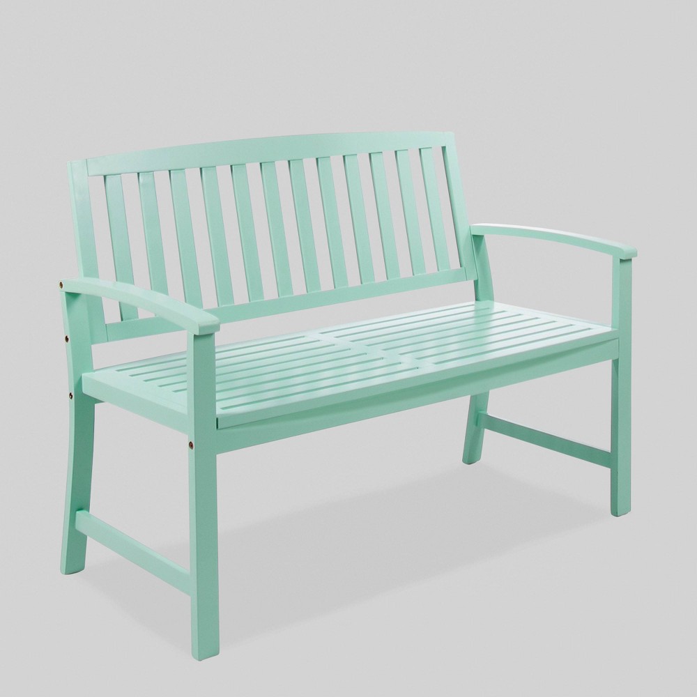 Photos - Garden Furniture Loja Acacia Wood Patio Bench - Mint - Christopher Knight Home