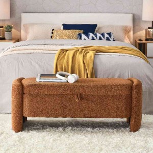 CAVINAS Storage Bench for Bedroom,Oval Chenille Fabric Storage Ottoman Bench with Large Storage Space for Living Room,Bedroom - 1 of 4