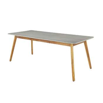 Mid-Century Rectangular Concrete Outdoor Dining Table Brown - Olivia & May