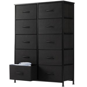 Fontoi Dressers, Tall Dresser with Wood Top, Storage Tower for Bedroom Entryway Hallway, Black, 11.8"*45.6"*31.4" - 1 of 4