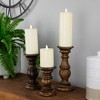 Northlight Set of 3 Walnut Brown Natural Wooden Pillar Candle Holders 10" - 2 of 4