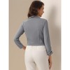 INSPIRE CHIC Women's Regular Fit Notched Lapel Ruched Sleeve Business Crop Blazer - 4 of 4