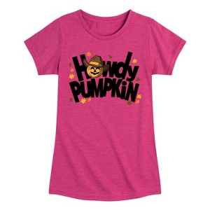 Girls' - Instant Message - Howdy Pumpkin Fitted Short Sleeve Graphic T-Shirt - 1 of 4