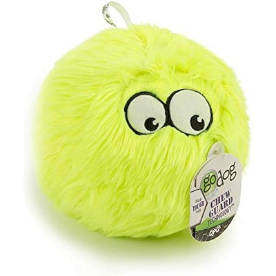 goDog Furballz Squeaky Plush Ball Dog Toy, Chew Guard Technology - Lime, Large