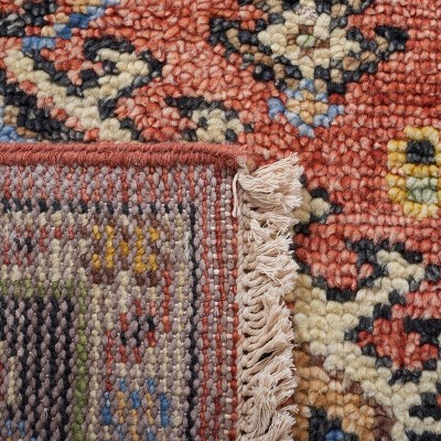 Samarkand Blue and Rust Hand-Knotted Wool 6' x 9' Area Rug