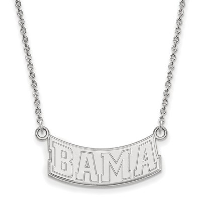 Black Bow Jewelry 10k White Gold Alabama Crimson Tide NCAA Necklace 18 Inch