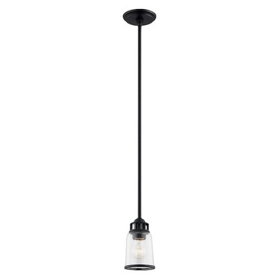 Lawrenceville Mini Black Hand-Blown Seeded Glass Pendant Light