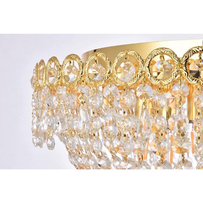 19th Century French-Inspired Gold Flush Mount with Clear Royal Cut Crystals