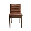 Faux Leather Upholstered Parsons Dining Chairs Set of 2,Retro Wooden High Back Padded Dining Chair,Armless Kitchen Dining Room Chair-Coolbibila - 3 of 4