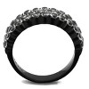 Slickblue Women's IP Black Stainless Steel Ring, Clear CZ Cluster Top, Round-Cut Pave Design, Sizes 5 to 10 - 3 of 4