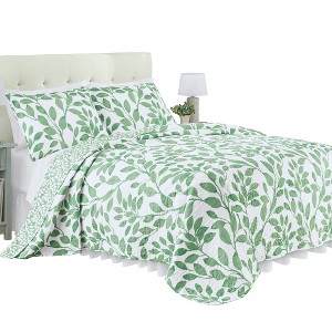 Collections Etc Brady Reversible Oversized Two-Tone Leaf Design Quilt - 1 of 3