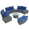 10-Piece Half Round Patio Rattan Sofa Set,PE Wicker Outdoor Sectional with Cushions,Storage Stools And Coffee Table-Maison Boucle - 4 of 4