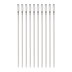 Unique Bargains Stainless Steel Large Eye Straight Embroidery Hand Sewing Needle 10 Pcs - 1 of 4