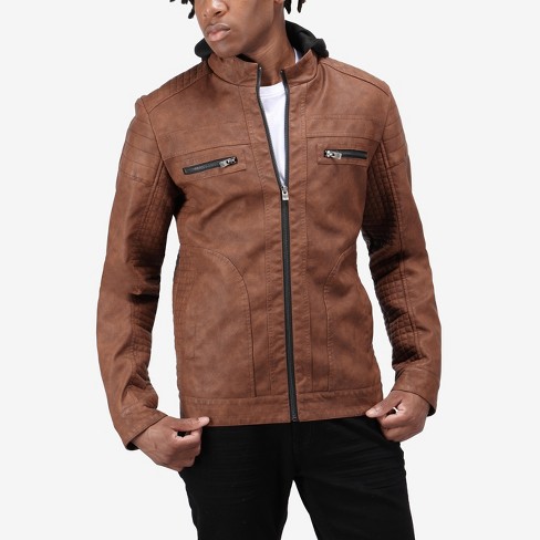 Lapel faux shearling zipper slim men's biker jacket with side pockets hotsell