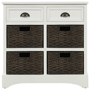 Vynxaria Rustic Storage Cabinet: 4 Rattan Baskets, 2 Drawers, Dust-Free Design for Dining/Entryway/Living Room - 1 of 4