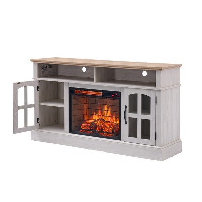 Syemin Indoor Fireplaces Fireplace TV Stand Entertainment Center Electric Fireplace TV Table for 70" TV Media Console Cabinet, White, 58"*15.75"*32"