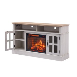 Syemin Indoor Fireplaces Fireplace TV Stand Entertainment Center Electric Fireplace TV Table for 70" TV Media Console Cabinet, White, 58"*15.75"*32" - 1 of 4
