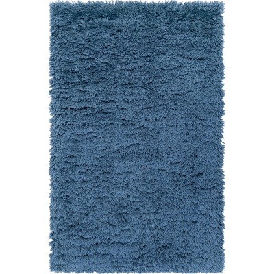 Aegean Blue High-Pile Shag Synthetic Area Rug 3'3" x 5'3"