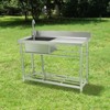 VEVOR Stainless Steel Utility Sink, Free Standing Single Bowl Commercial Kitchen Sink Set w/Workbench, 47 x 19.7 x 37.4 in Single Bowl Sinks, Silver - 2 of 4