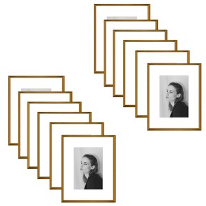 Golden State Art 8x10 Aluminum Metal Picture Frame with White Mat for 5x7 Photo-Pack of 12 - 1 of 4