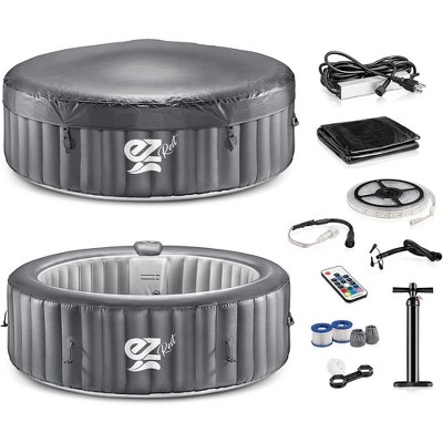SereneLife 6-Person Inflatable Round Hot Tub Spa with LED Lighting