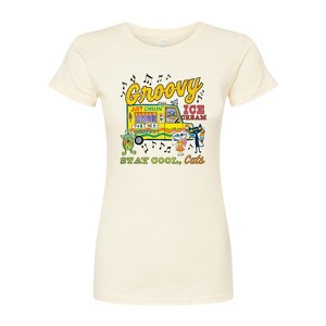 Women's - Pete the Cat - Groovy Ice Cream Truck Juniors Fitted Graphic T-Shirt Fitted Graphic T-Shirt - 1 of 3