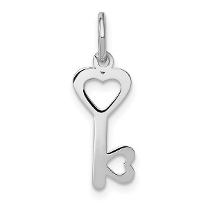 Black Bow Jewelry 14k White Gold Heart Shaped Key Charm or Pendant, 7mm - 1 of 4