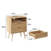 Rattan Nightstand with Charging Station USB Port Led Lights and Drawers, End Table - 2 of 4