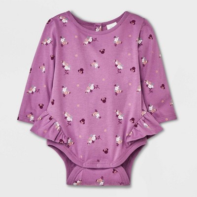 Image of Baby Girls' Disney Mickey Mouse & Friends Printed Bodysuit - Purple 0-3M