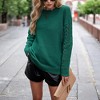 Amaryllis Women's Cable Knit Sleeve Crew Neck Sweater Long Sleeve Cozy Soft Knit Oversized Fit - 2 of 4
