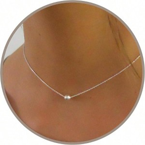 Women's Choker Necklace, 13 - 16 Inches, Sterling Silver/Gold Ball Bead Charm Everyday Necklaces - 1 of 4