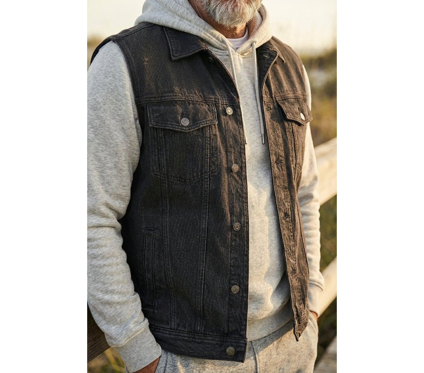 Liberty Blues by KingSize Denim Vest - 7XL, Black Denim — фото 3
