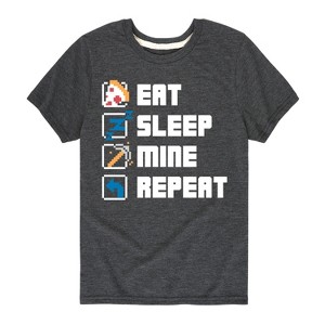 Boys' - Instant Message - Gamer Eat, Sleep, Mine, Repeat Short Sleeve Graphic T-Shirt - 1 of 4