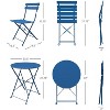 DOMETOUR 3 Piece Premium Steel Patio Bistro Set, Outdoor Furniture Sets Folding Table and Chairs, Portable Patio Set - 2 of 4