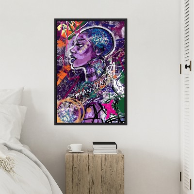 Vibrant Abstract Woman Profile Canvas Wall Art 23 x 33-in.