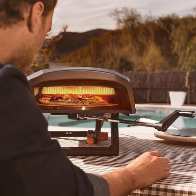 NutriChef Gray Steel Outdoor Gas Pizza Oven with Rotating Stone