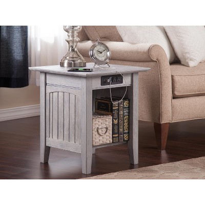 Nantucket 20'' Square Solid Wood End Table with USB Charging Station