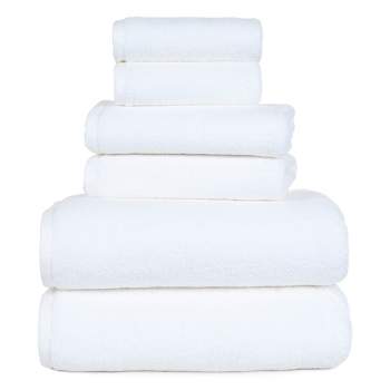 Hastings Home Zero Twist Collection 100% Cotton Towel Set - White, 6 Pieces