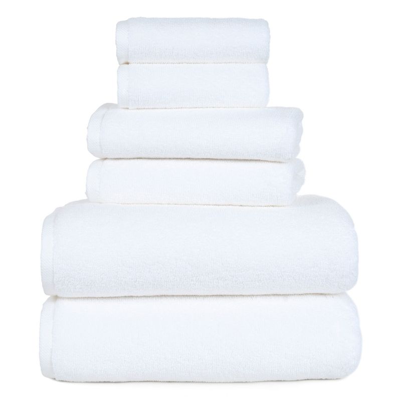 Hastings Home Zero Twist Collection 100% Cotton Towel Set - White, 6 Pieces, 1 of 7