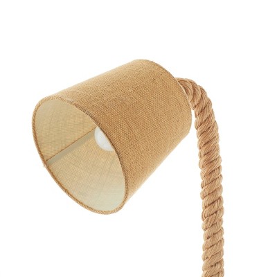 Brown Jute Rope Styled Abstract Desk Lamp with Empire Shade