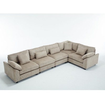 NicBex Modular Sectional Sofa,Corduroy Upholstered Deep Seat Couch for Living Room,Apartment,Office