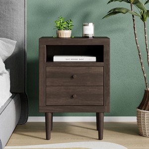 NicBex 2 Drawer Nightstand,Sofa Side Coffee Table with Open Shelf for Bedroom,Living Room - 1 of 4