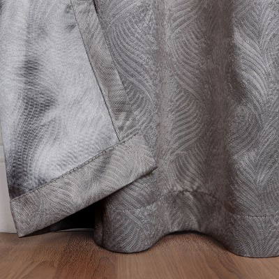 Silver Geometric Wave Blackout Grommet Curtains, 52" x 96", Set of 2