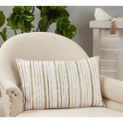 22 in. Multicolor Striped Cotton Acrylic Throw Pillow