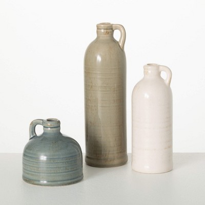 Sullivans Set of 3 Bottle Vases 10"H  7.5"H & 4"H