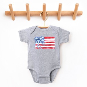 The Juniper Shop Watercolor Flag Coquette Baby Short Sleeve Bodysuit - 1 of 4