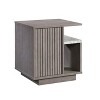 Vynxaria Contemporary Night Stand - Brown & Gray Finish, Adjustable Shelf, Open Storage, Faux Marble Accents, Compact, Easy Assembly - 3 of 4