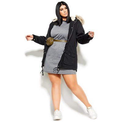 Women's Plus Size Explorer Parka - black | CITY CHIC